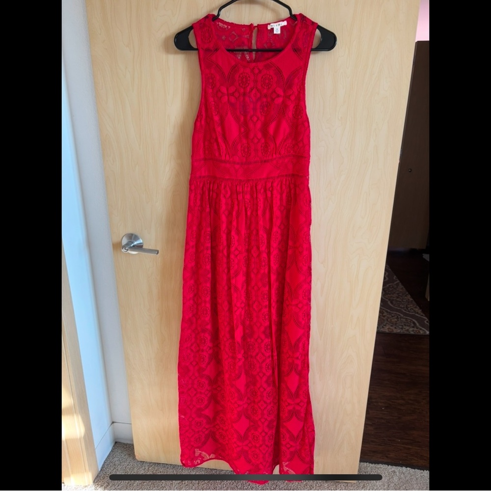 Red Lace Maxi Dress